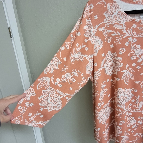 🍂Cupio 3/4 Sleeve Coral Floral Top Size XL - Picture 5 of 10